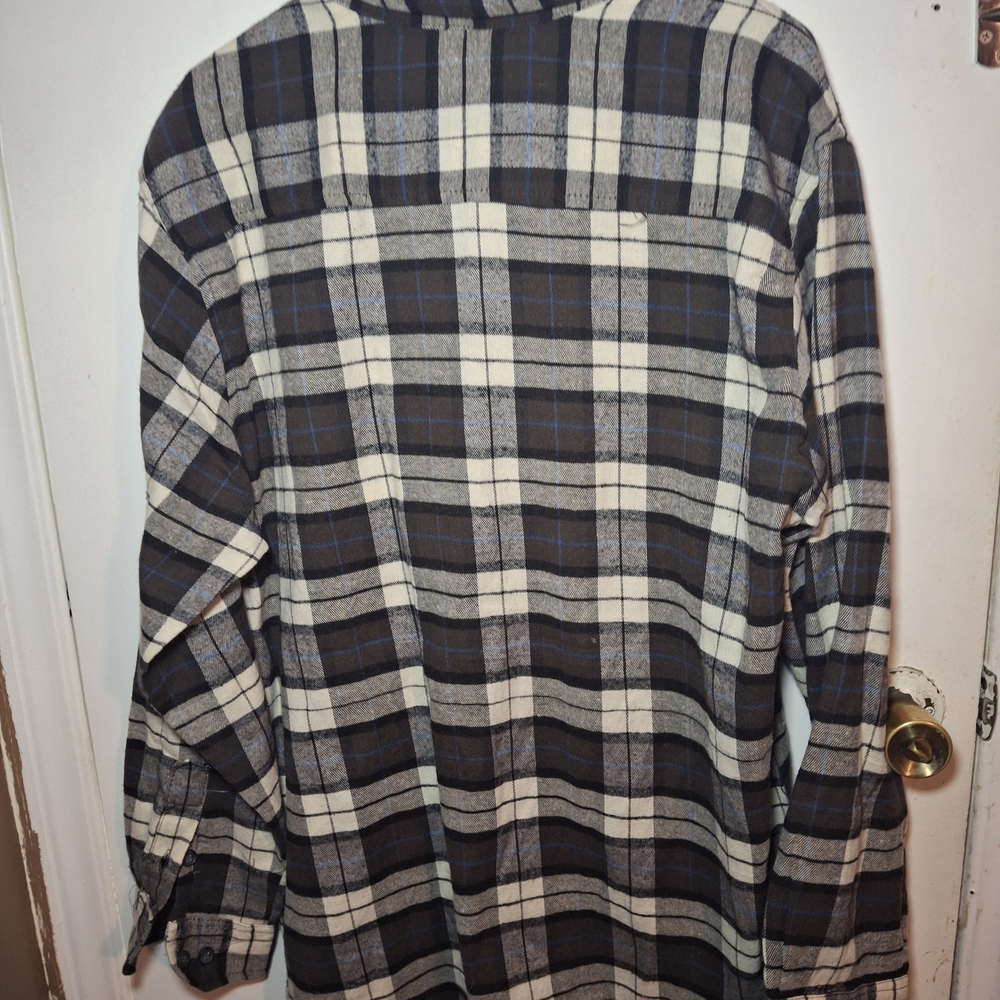 Stanley Plaid Button-Down Shirt‎ - Black, White, and Blue - Picture 5 of 5